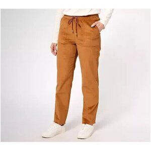 Denim & Co. Heritage Pull on Drawstring Corduroy Pant British Tan 2X A619579